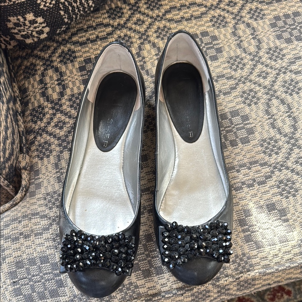Marc Fisher Black Embellished Flats